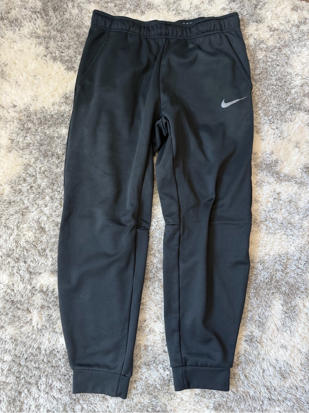Nike Mens Dri-Fit Black Jogger Sweatpants with Swoosh